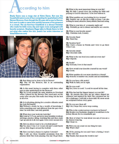 Brady Quinn Article Colorado View Magazine